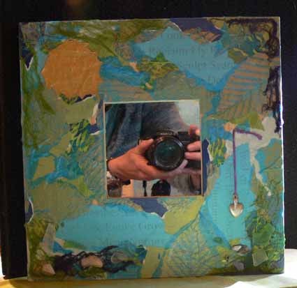 Mixed Media Mirror with leaf print tissue