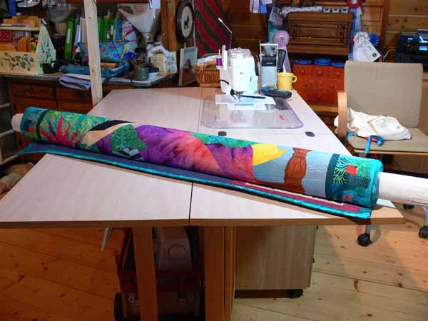 Quilt rolled on tube