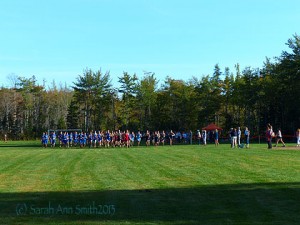 Looking towards the starting line as the gun sounds for the boys' race.