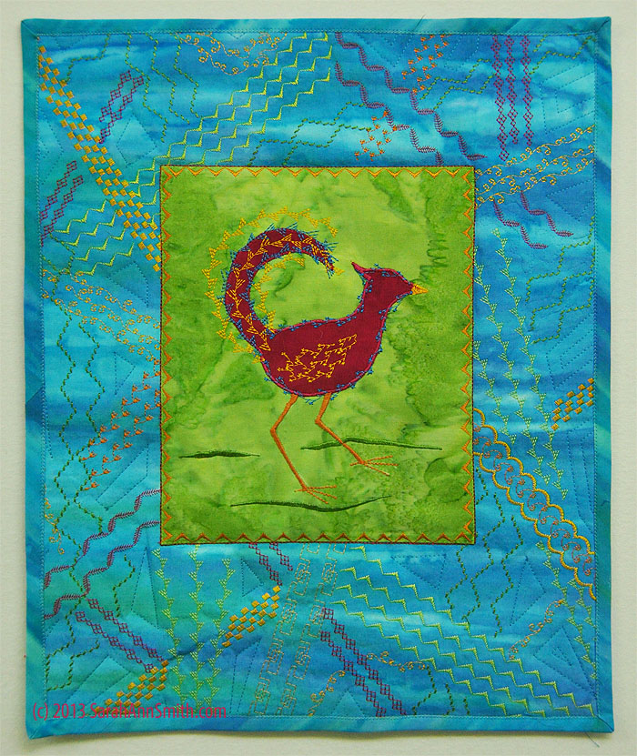 The Funky Chicken, from Sarah's Decorative Stitch Applique class in Houston