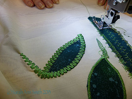This student tried a very bold, wide multi-stitch zigzag.