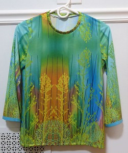 Diane had her design printed onto fabric, then made this beautiful top!