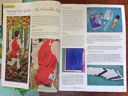 My article on Basting in the Sept/Oct 2014 issue of Machine Quilting Unlimited