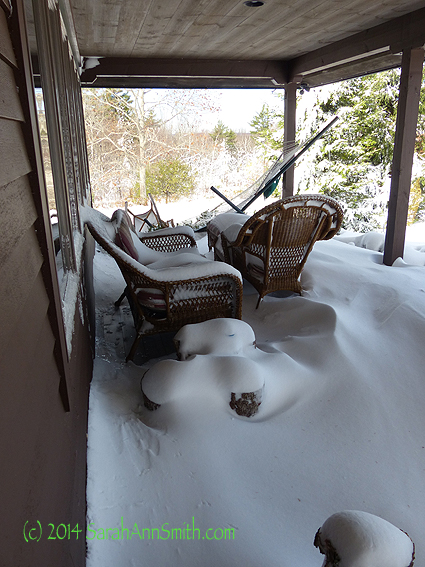 The snowy front porch.