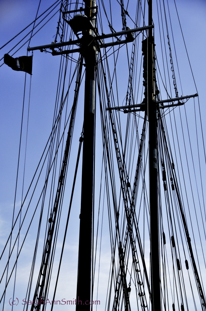 Lightened vignetting in the top corners, crunched levels to darken masts.  Punched up sky with vibrance. The Bluenose II, a reproduction of the Bluenose on the back of the Canadian dime.