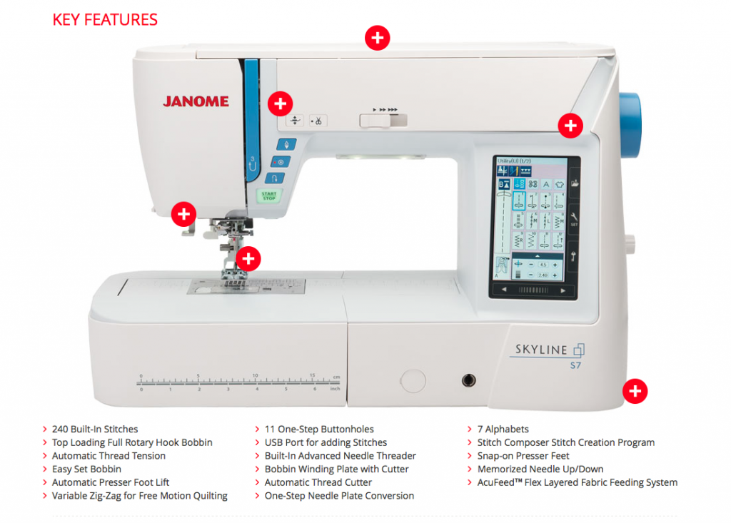 A screen capture from the Janome America website. To link to the site, go here.