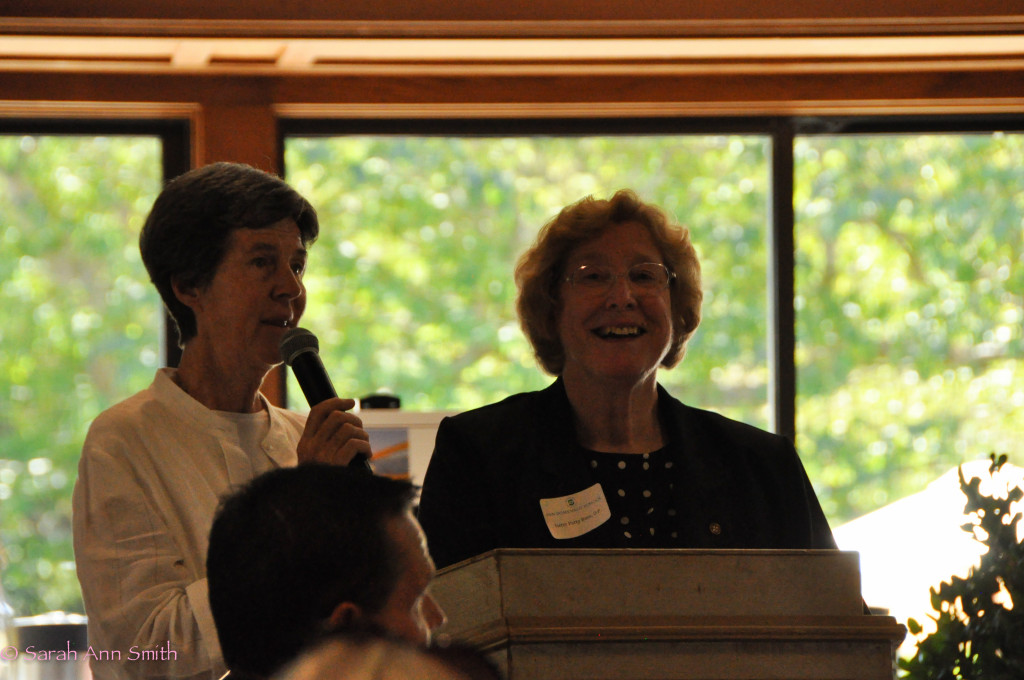 Sr. Gervaise and Sr. Patricia announce the Distinguished Alumna for 2015: Hoonae Kim, Class of '75, who has dedicated her life to improving lives in the third world, working for the InterAmerican Development Bank, World Bank and UN. Hoonae ROCKS!