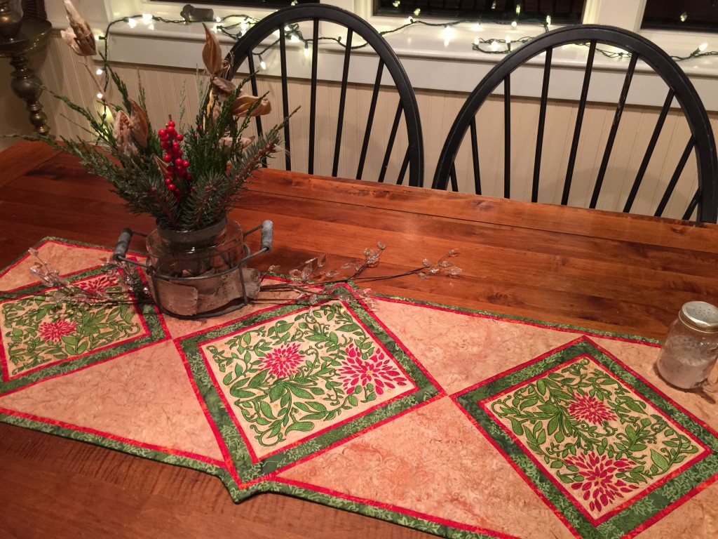 A table runner I made to feature the Janome 15000's beautiful embroidery